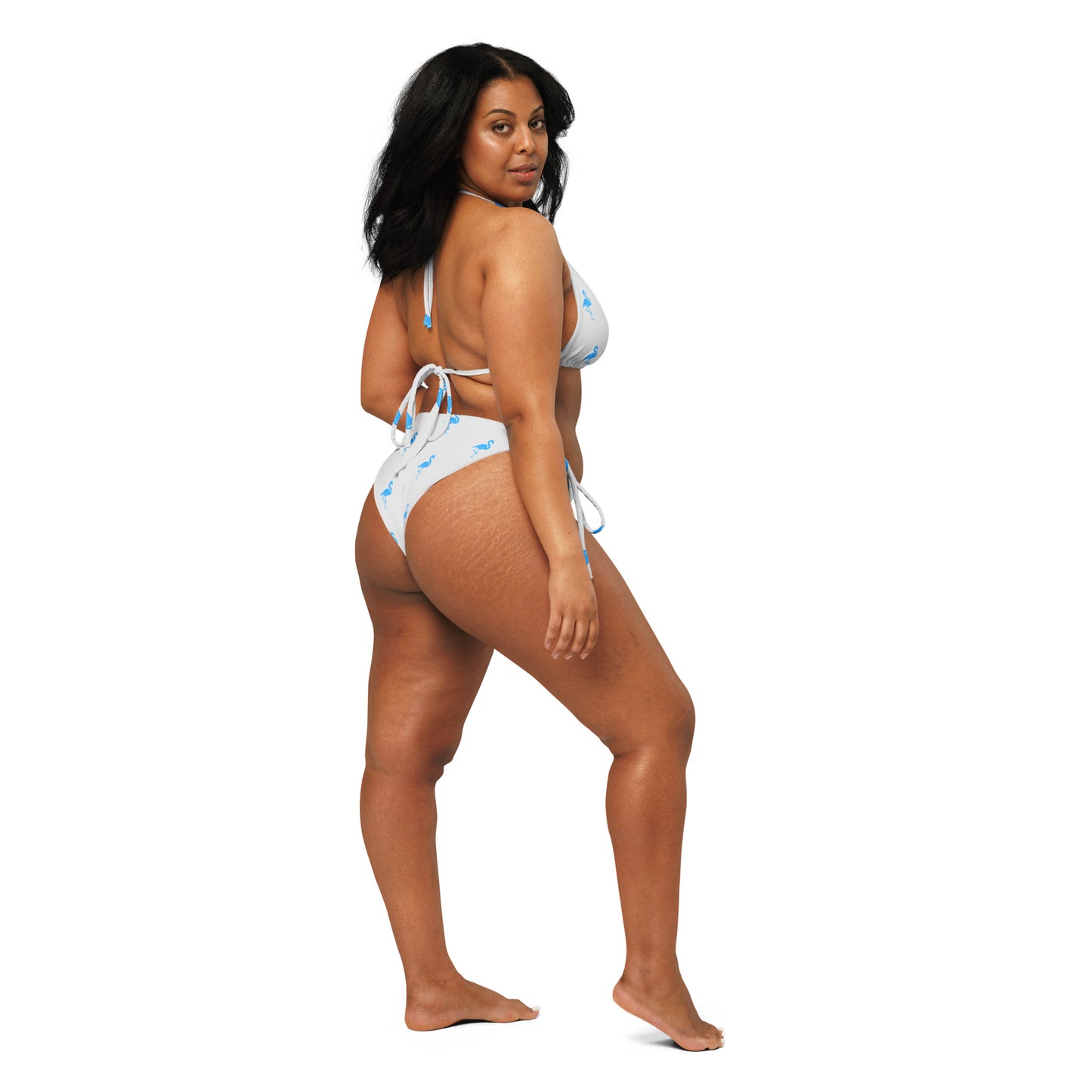 Ladies Flamingo Swimsuit String Bikini - Light Grey