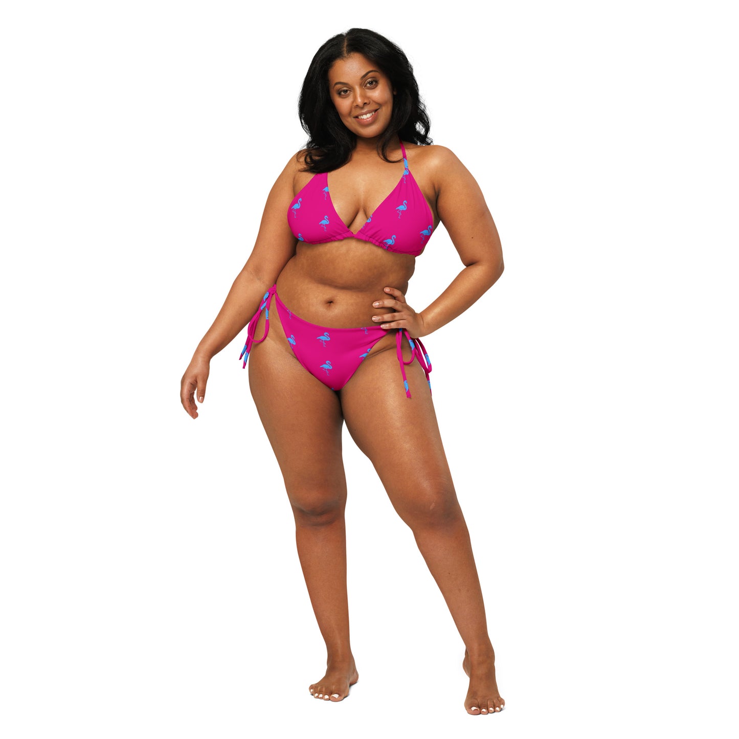 Ladies Flamingo Swimsuit String Bikini - Hot Pink