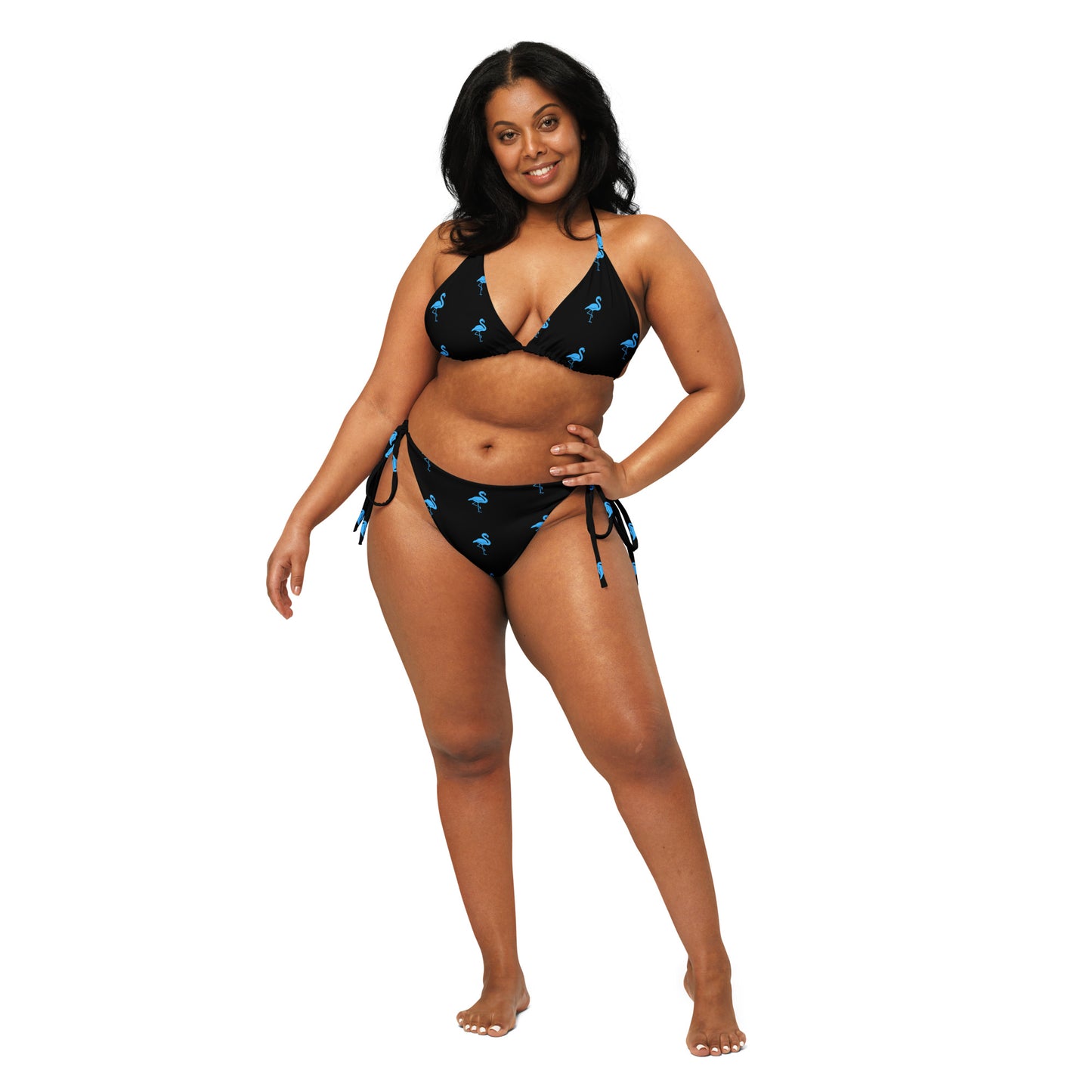 Ladies Flamingo Swimsuit String Bikini - Black