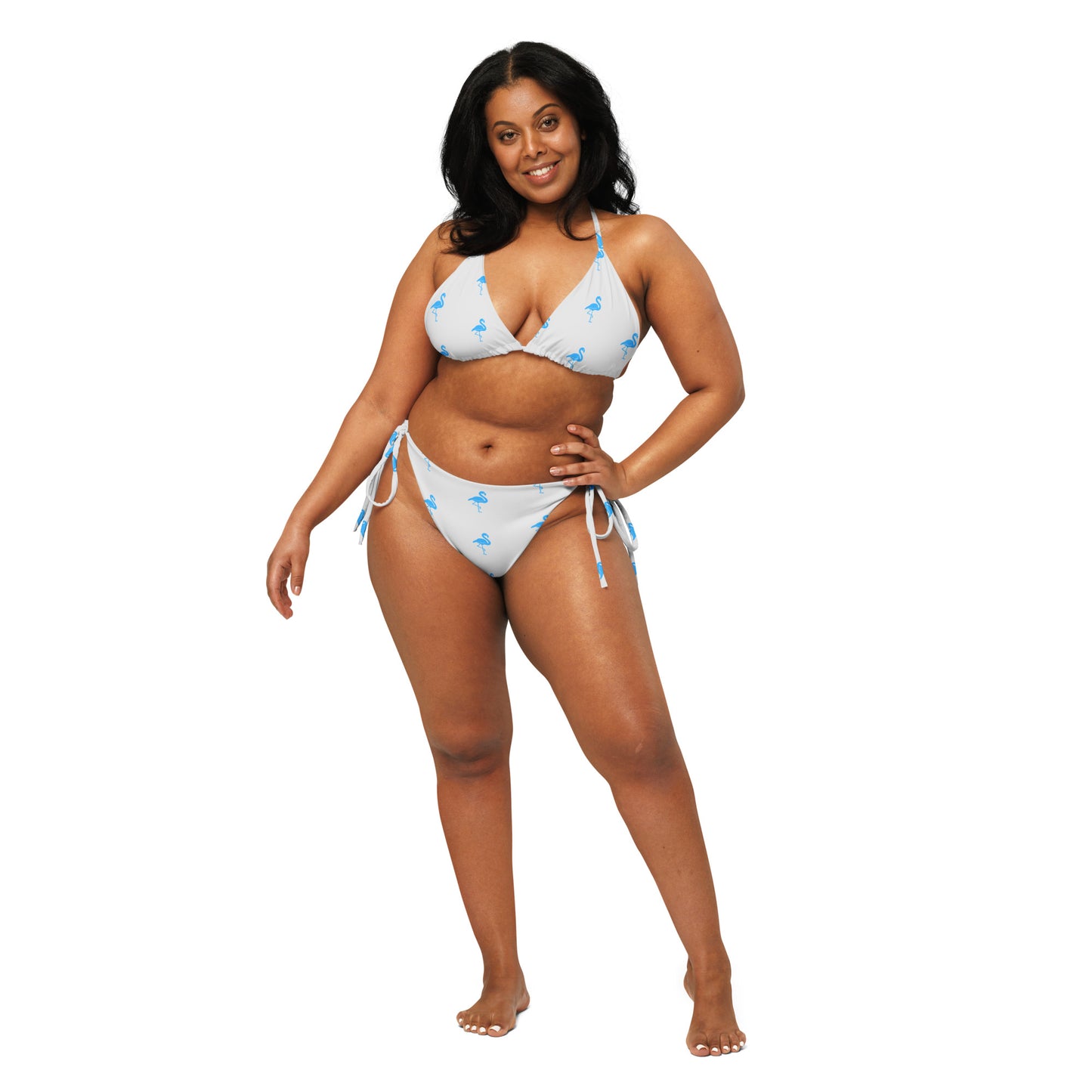 Ladies Flamingo Swimsuit String Bikini - Light Grey