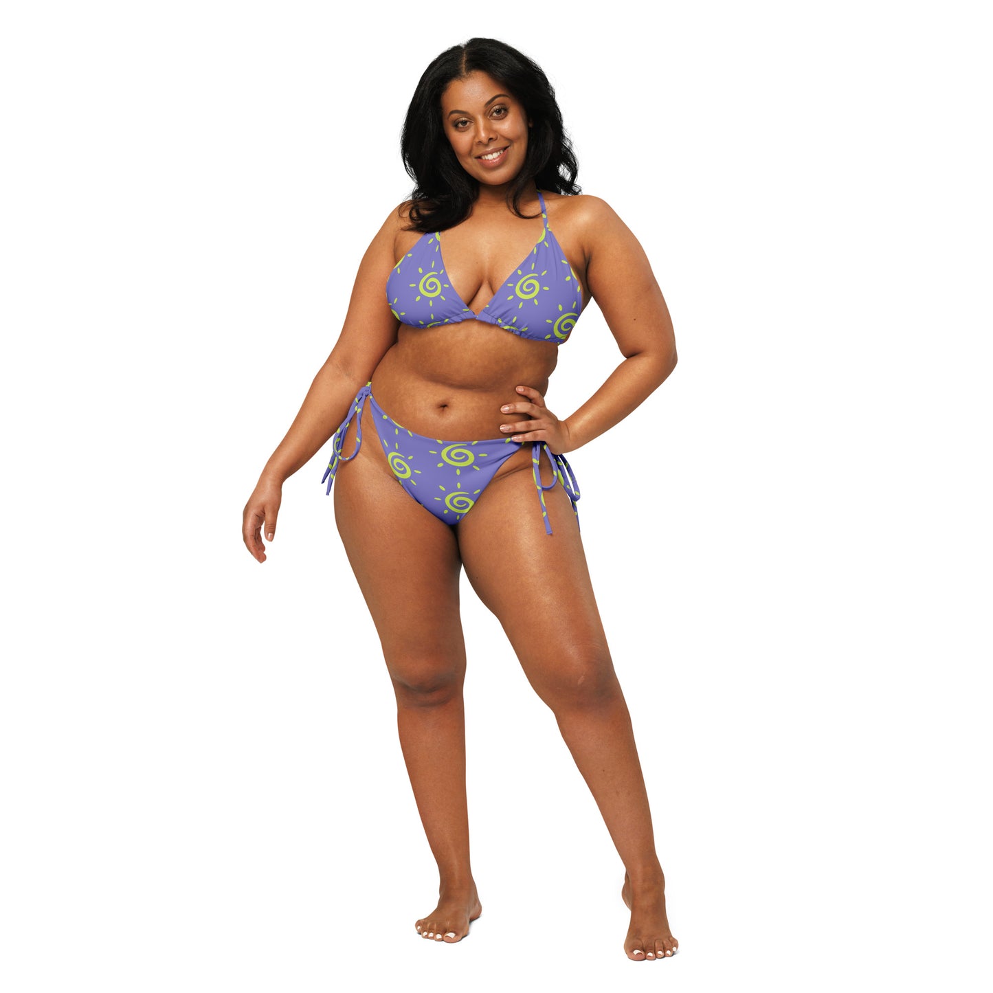 Ladies Sun Pattern String Bikini - Lavender Blue