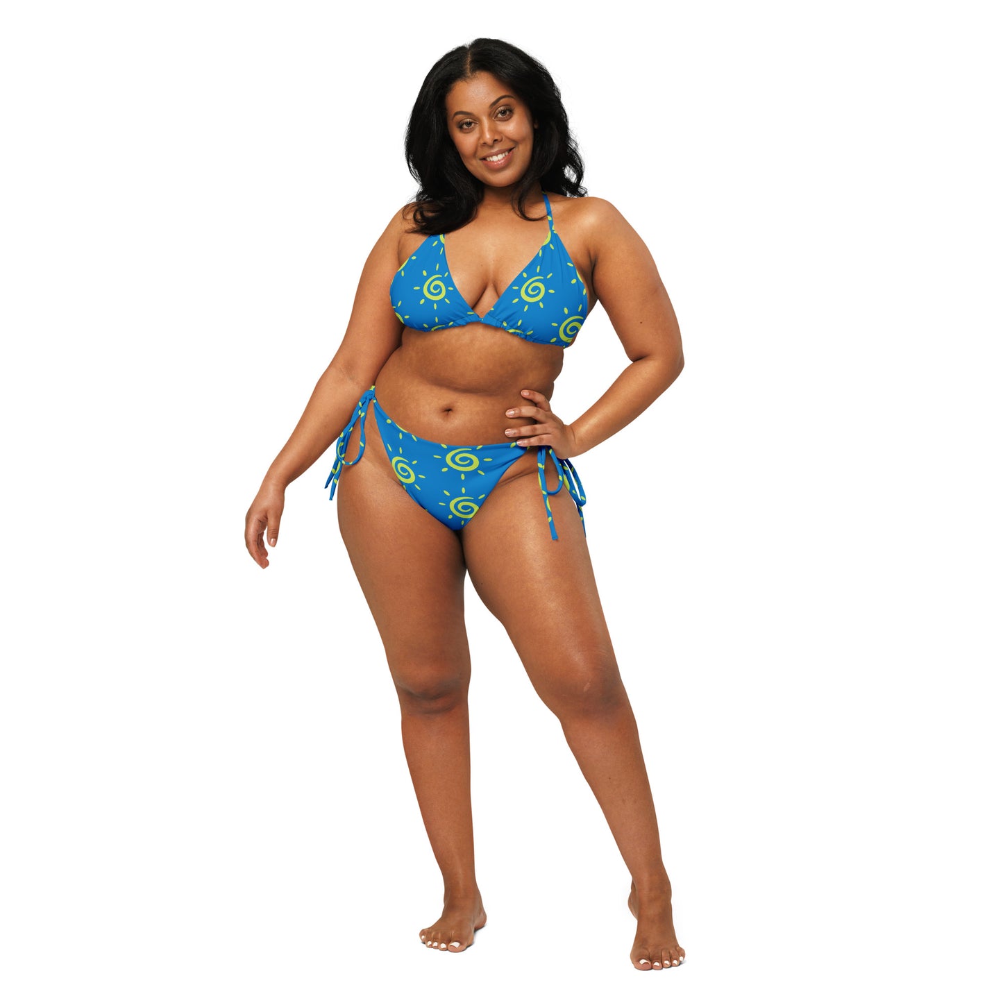 Ladies Sun Pattern String Bikini - Blue