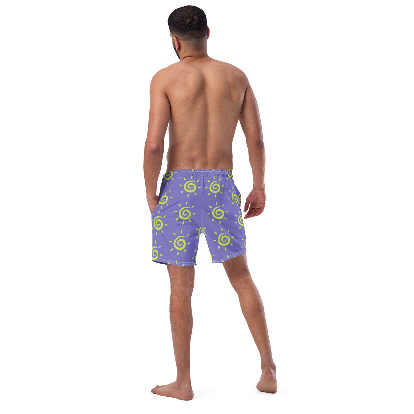 Mens Sun Pattern Swim Trunks - Lavender Blue