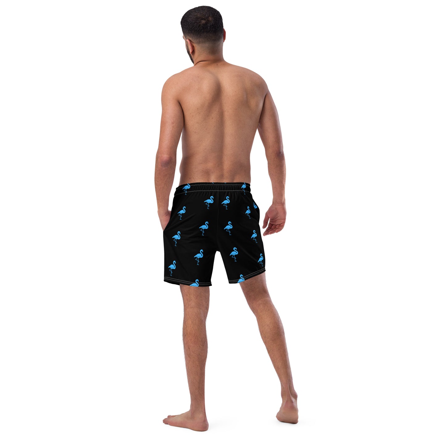 Mens Flamingo Swim Trunks - Black