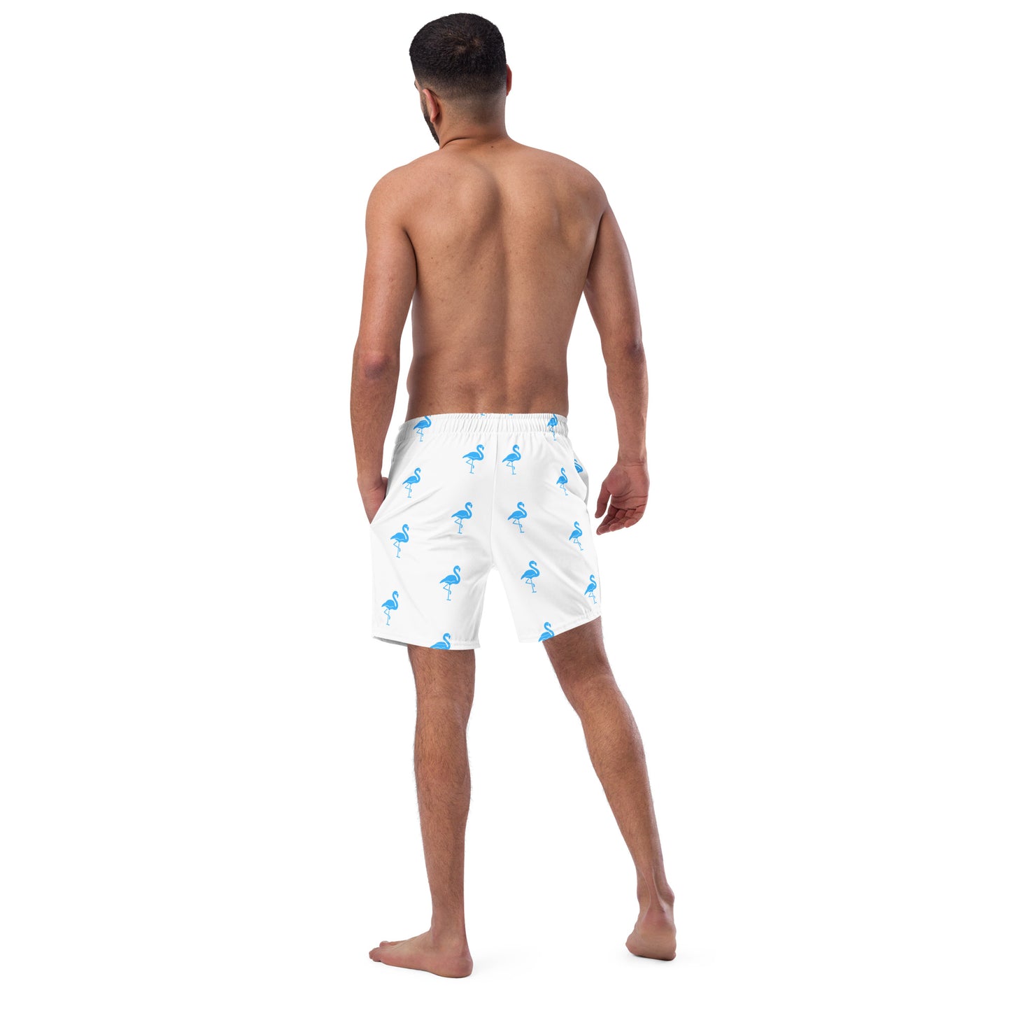 Mens Flamingo Swim Trunks - White