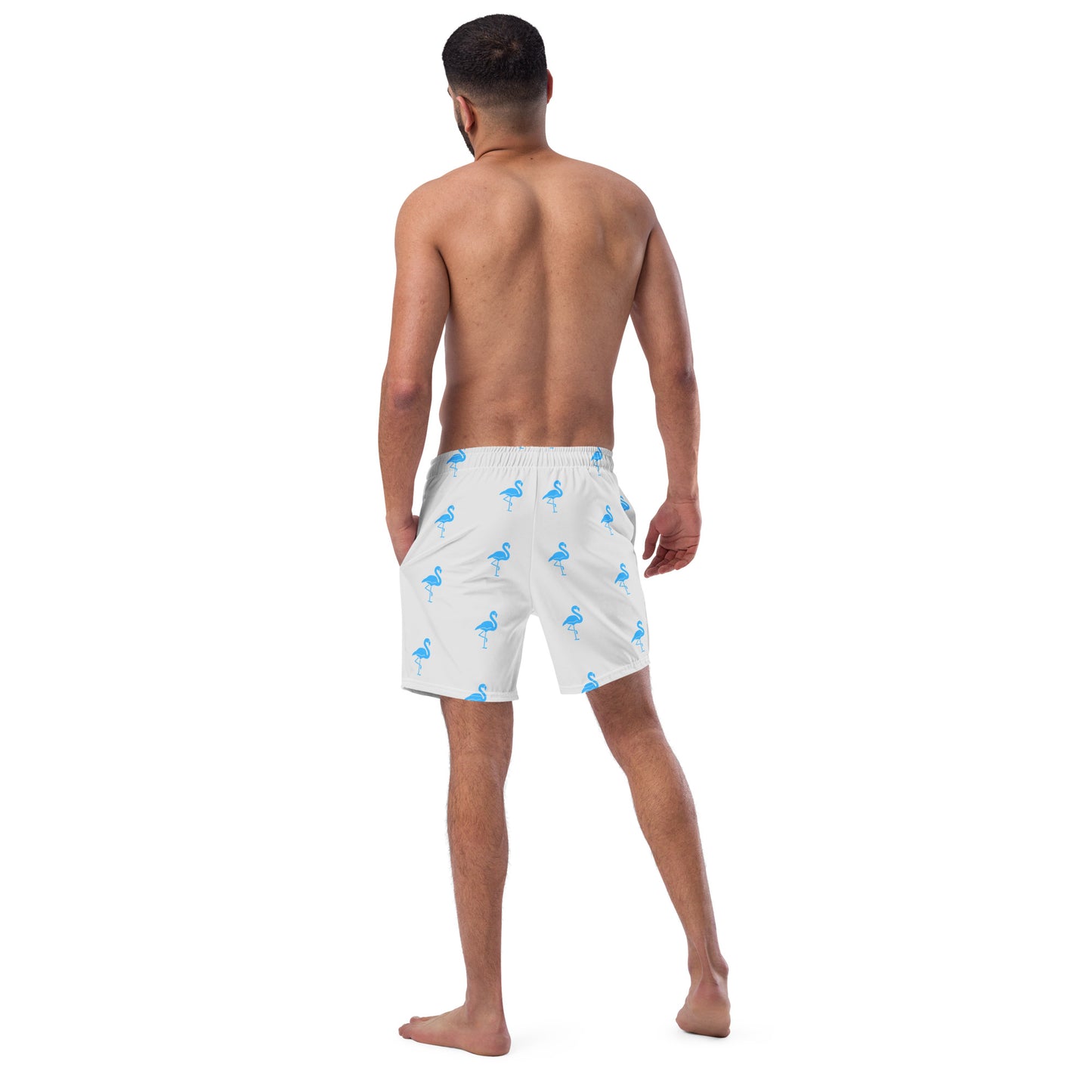 Mens Flamingo Swim Trunks - Light Grey