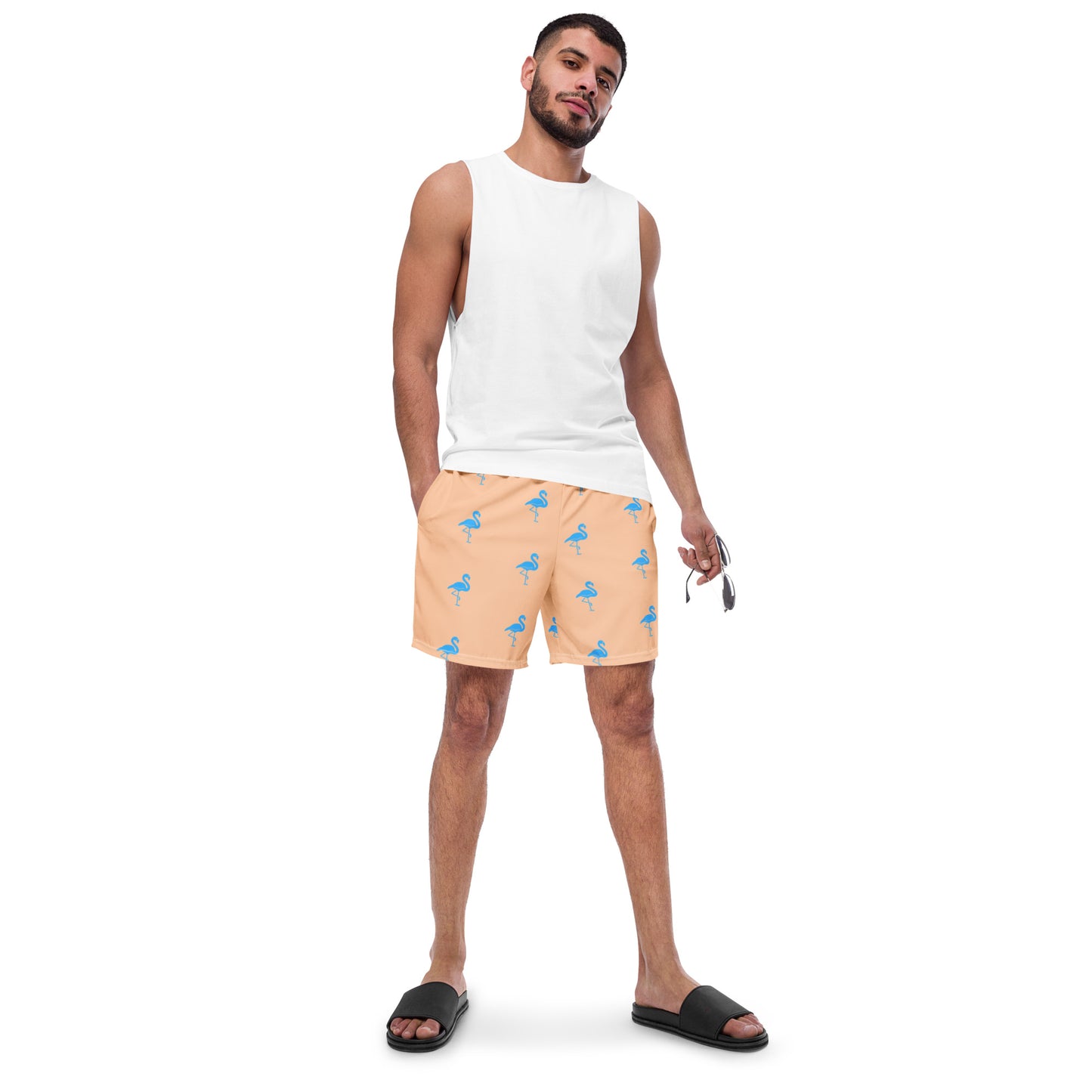 Mens Flamingo Swim Trunks - Peach