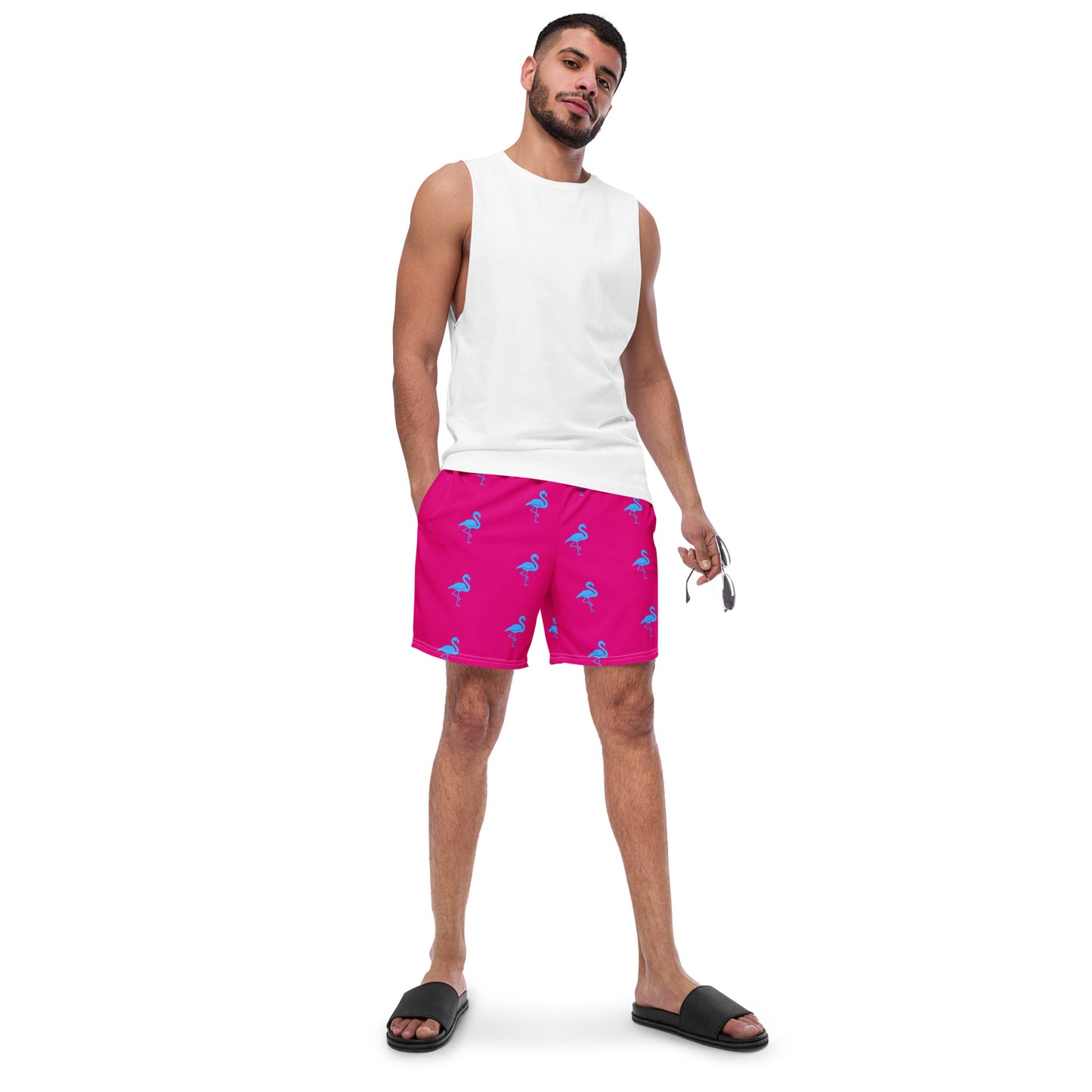 Mens Flamingo Swim Trunks - Hot Pink