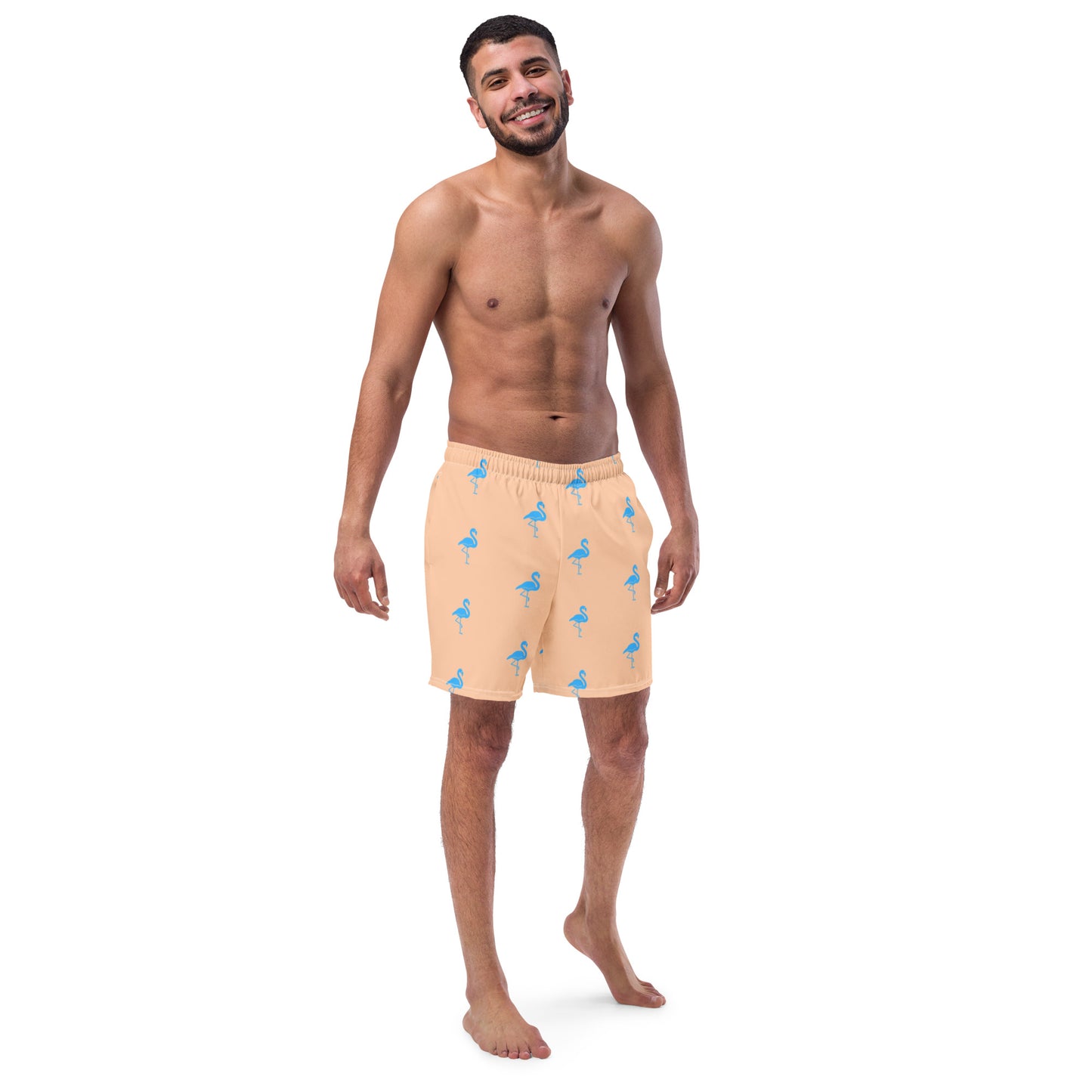 Mens Flamingo Swim Trunks - Peach