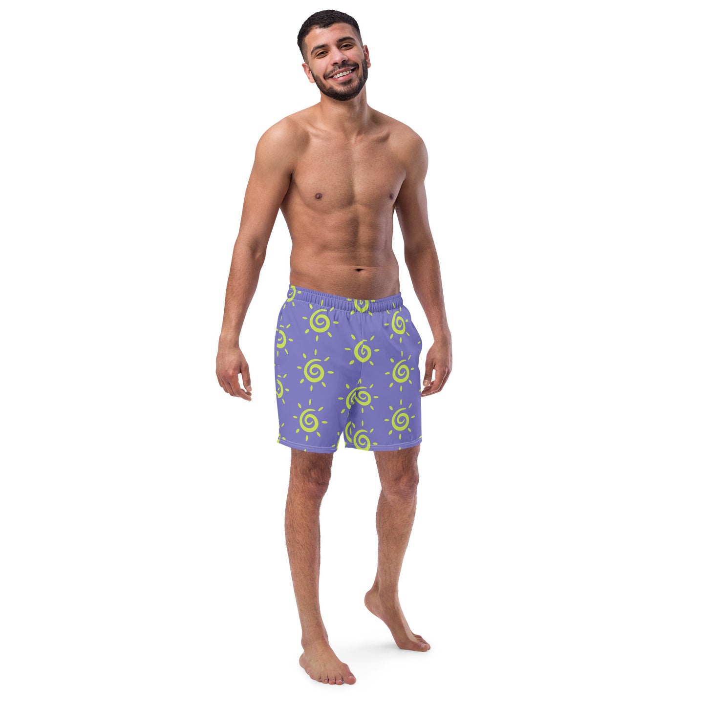 Mens Sun Pattern Swim Trunks - Lavender Blue