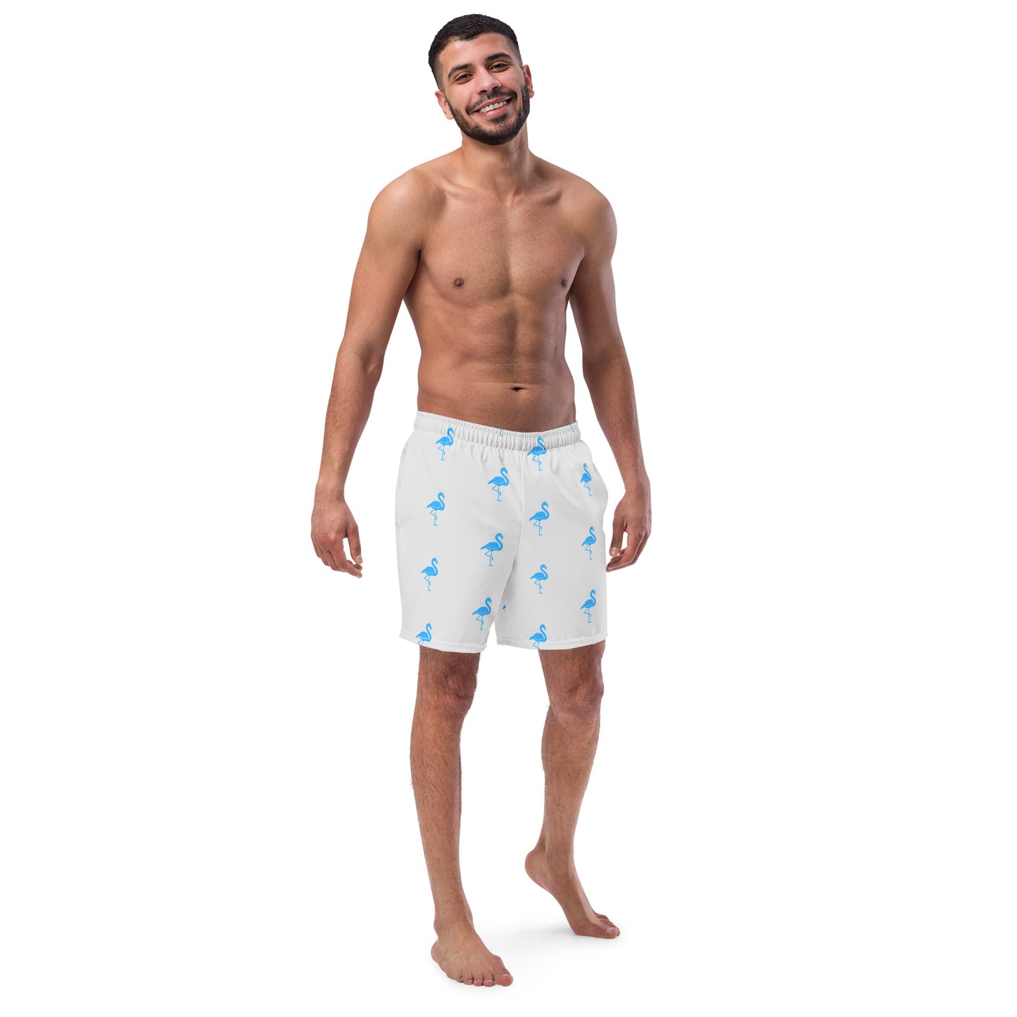 Mens Flamingo Swim Trunks - Light Grey