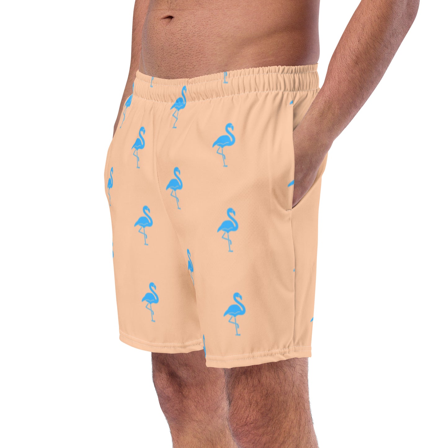 Mens Flamingo Swim Trunks - Peach