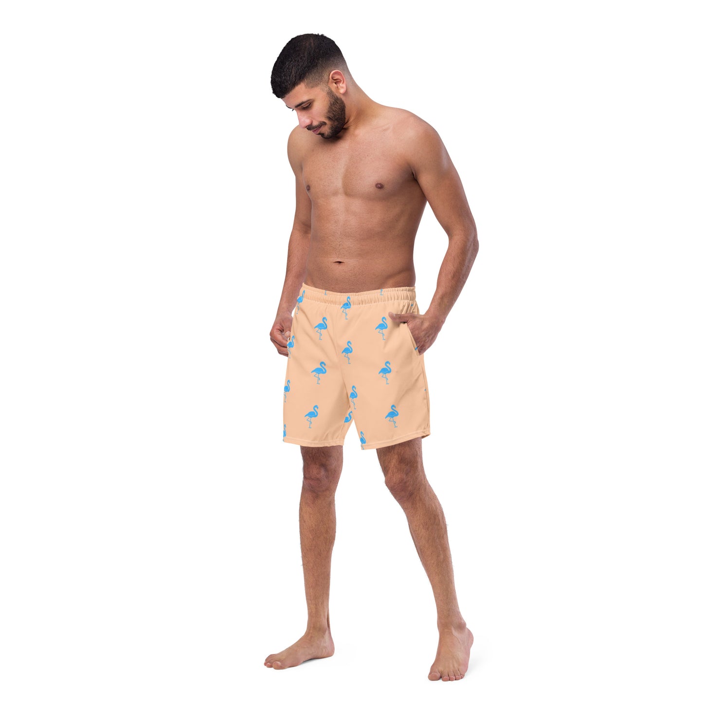 Mens Flamingo Swim Trunks - Peach