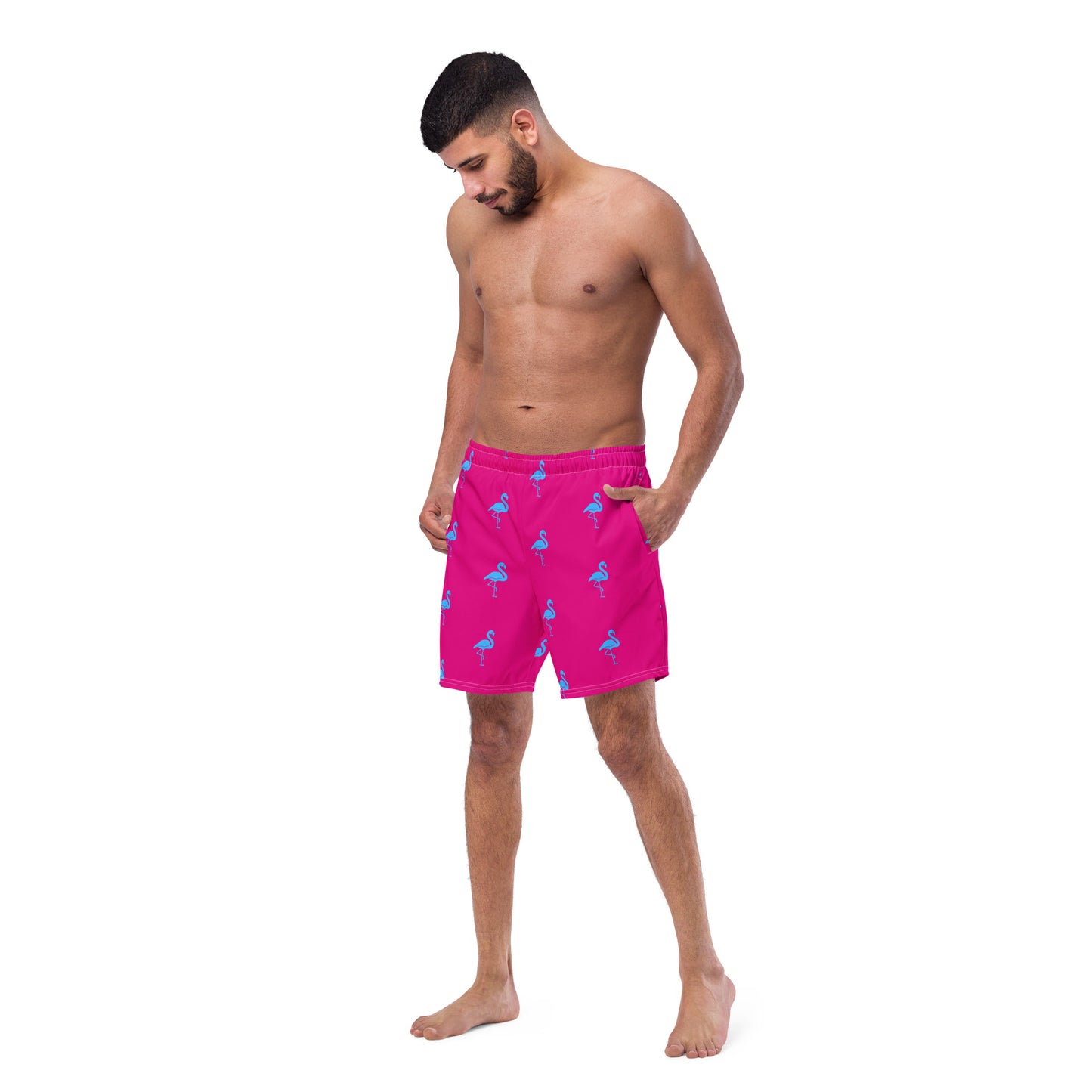 Mens Flamingo Swim Trunks - Hot Pink