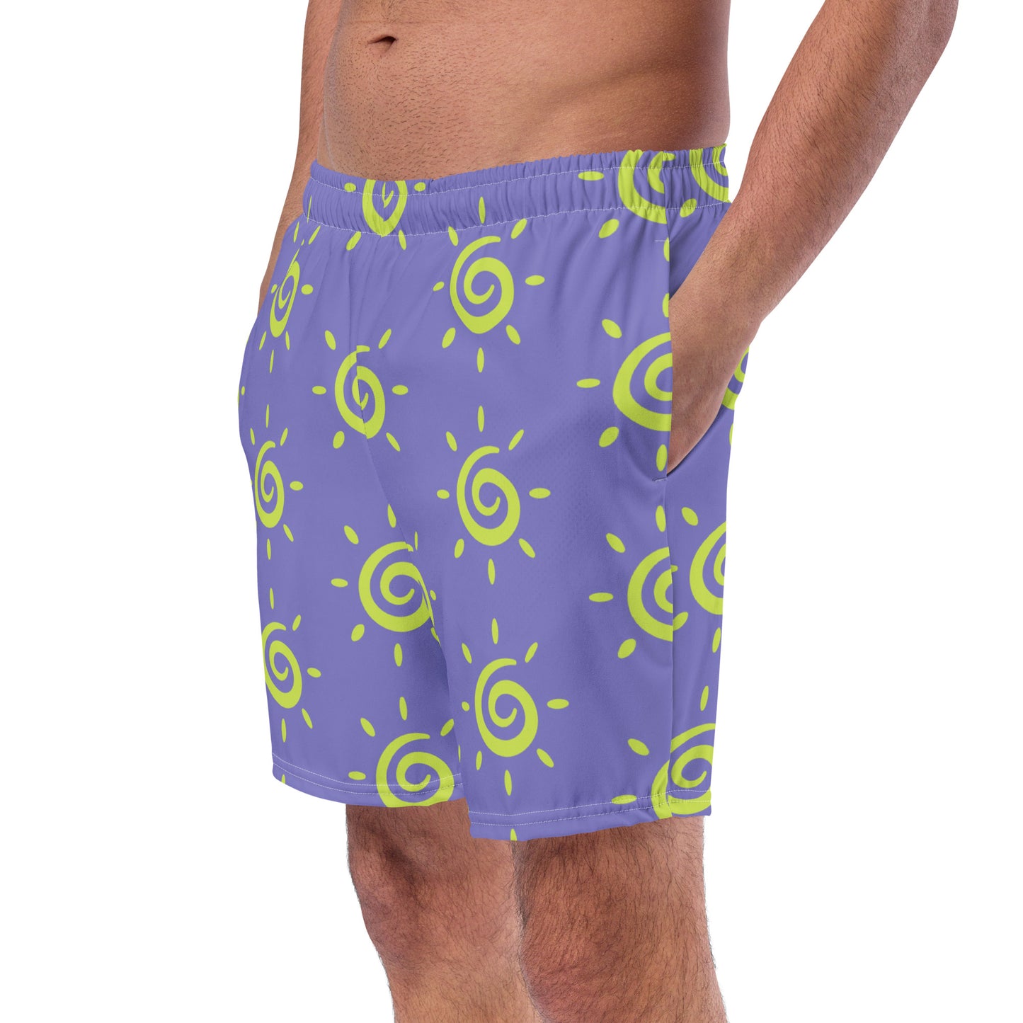 Mens Sun Pattern Swim Trunks - Lavender Blue