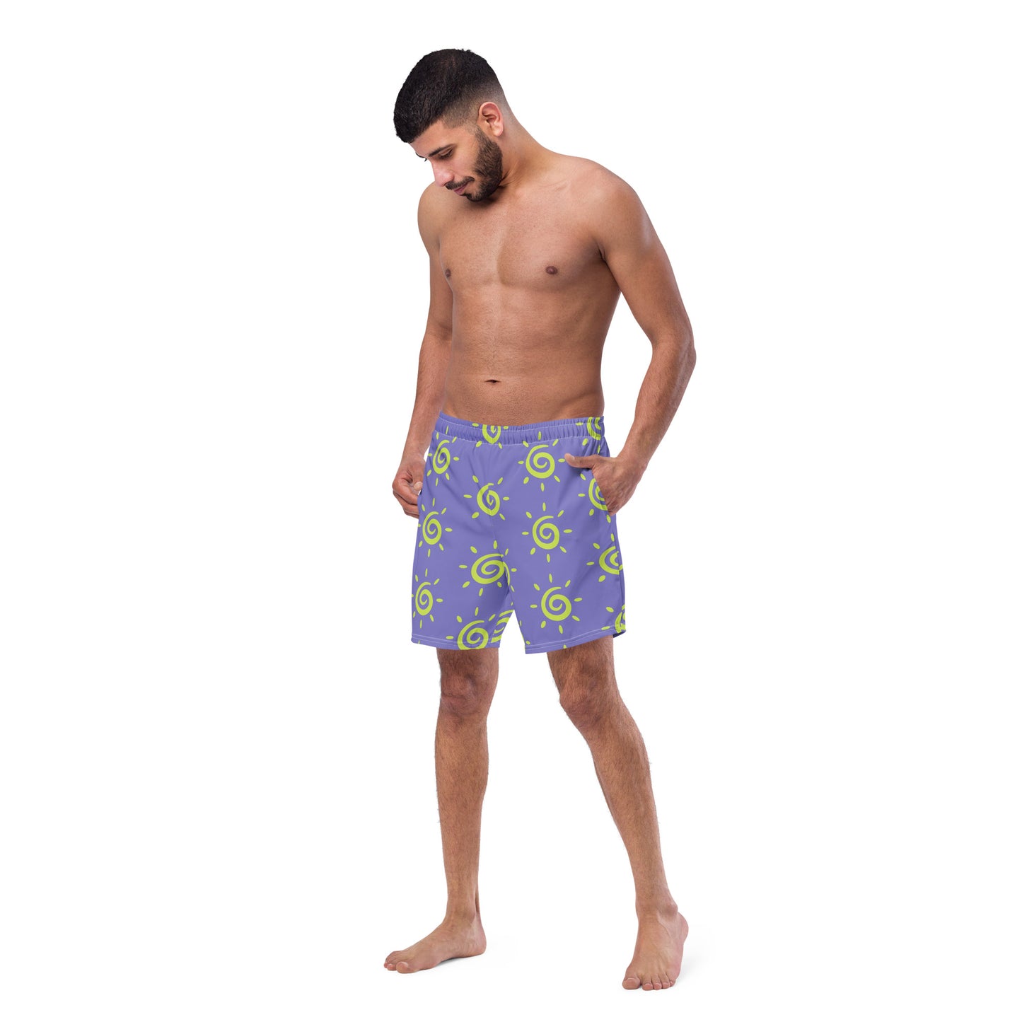 Mens Sun Pattern Swim Trunks - Lavender Blue