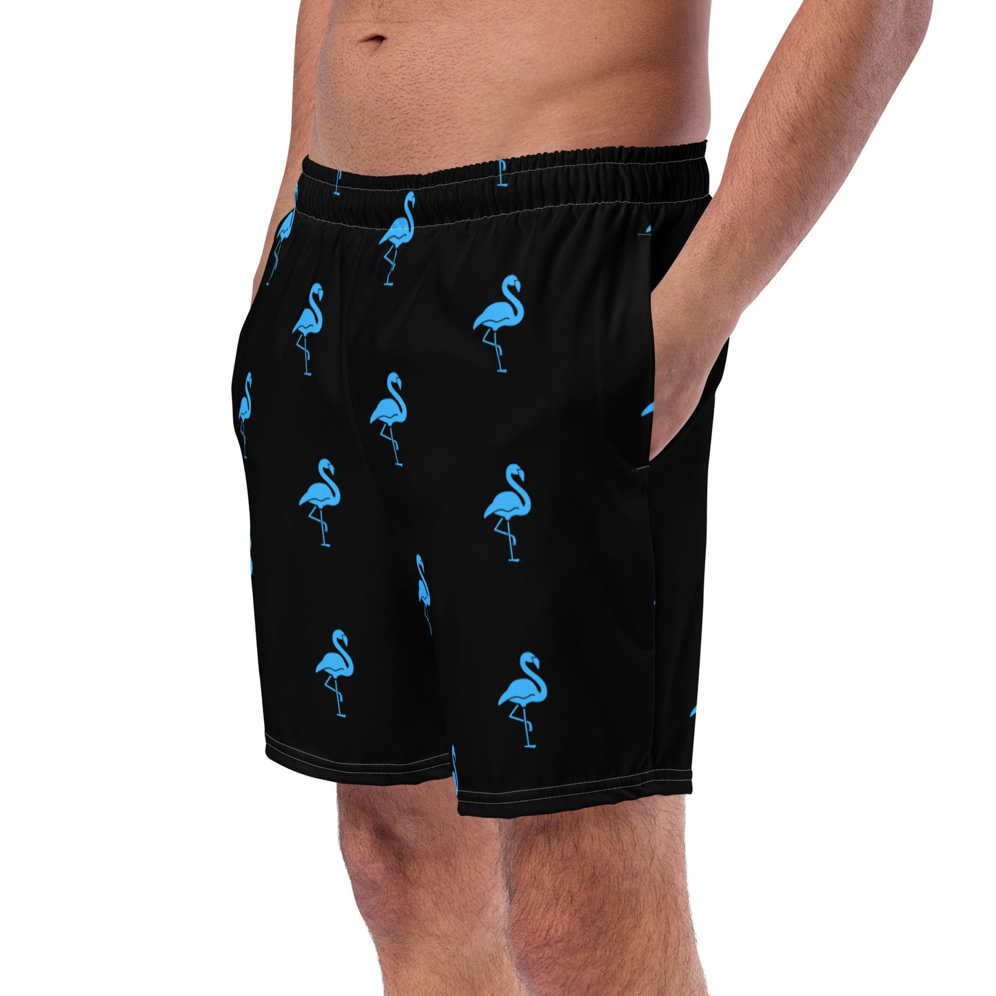 Mens Flamingo Swim Trunks - Black