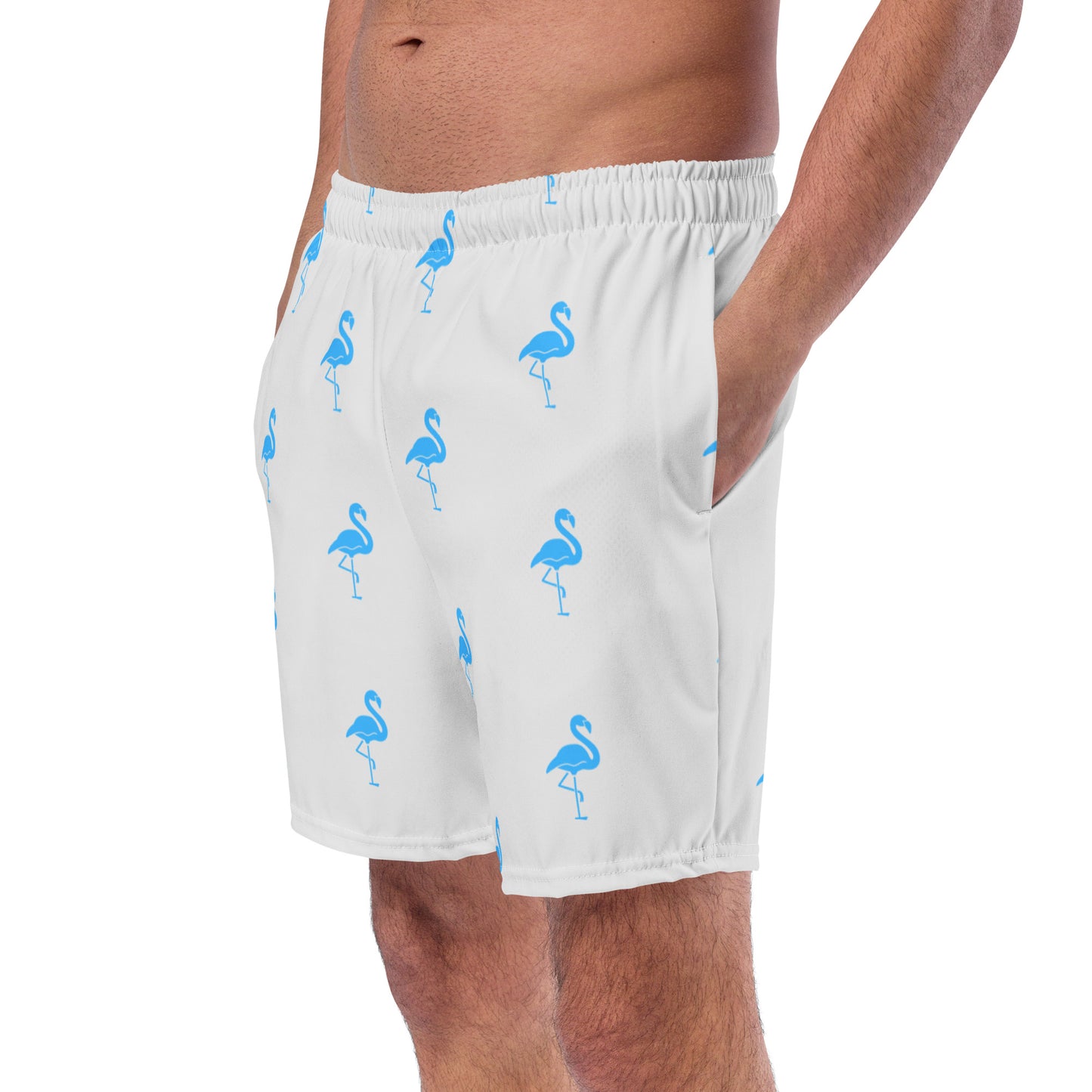 Mens Flamingo Swim Trunks - Light Grey