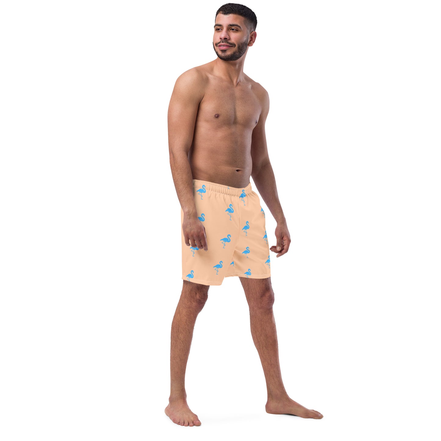 Mens Flamingo Swim Trunks - Peach