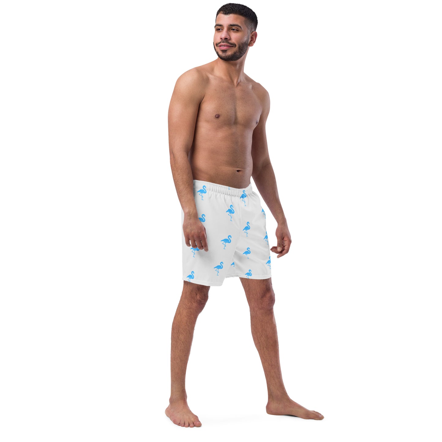 Mens Flamingo Swim Trunks - Light Grey