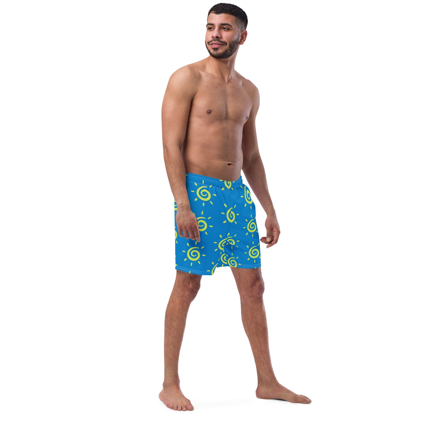 Mens Sun Pattern Swim Trunks - Blue
