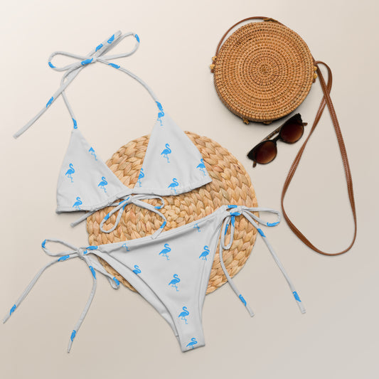 Ladies Flamingo Swimsuit String Bikini - Light Grey