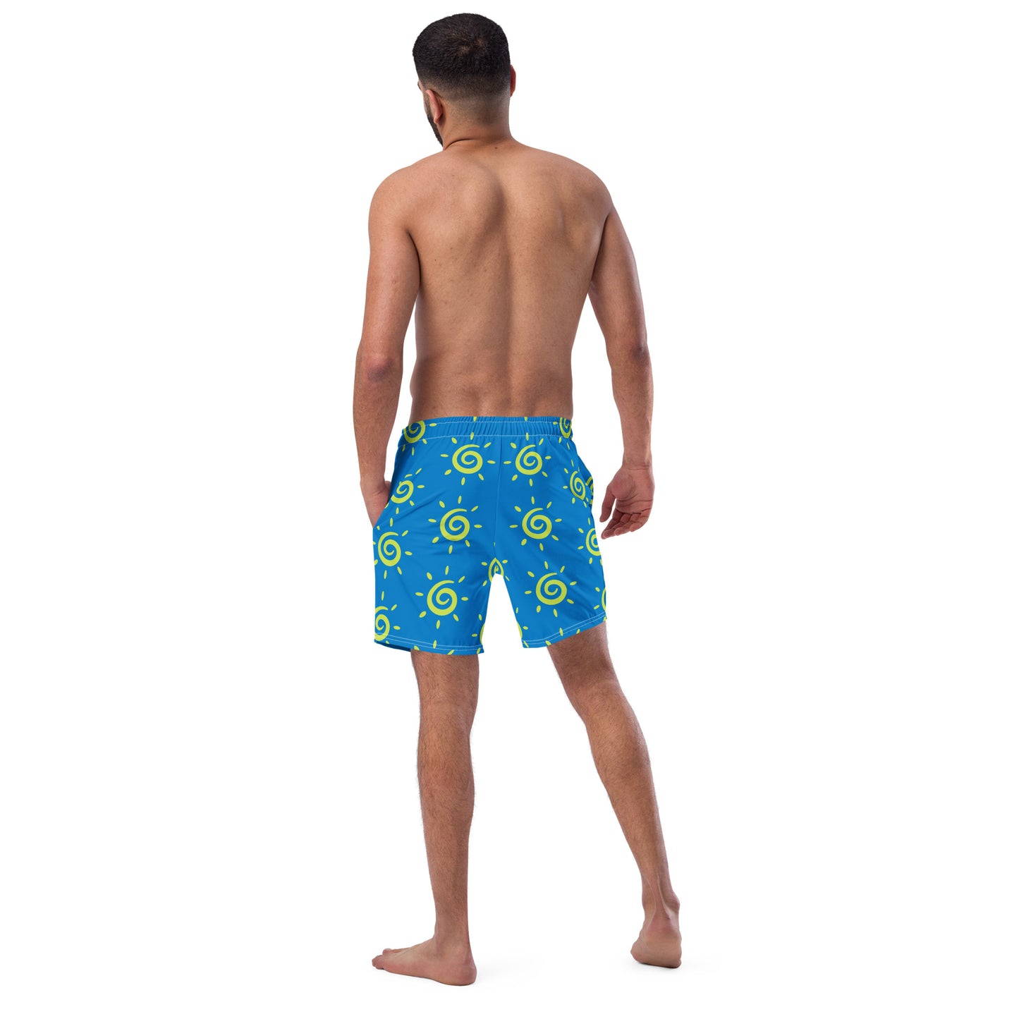 Mens Sun Pattern Swim Trunks - Blue