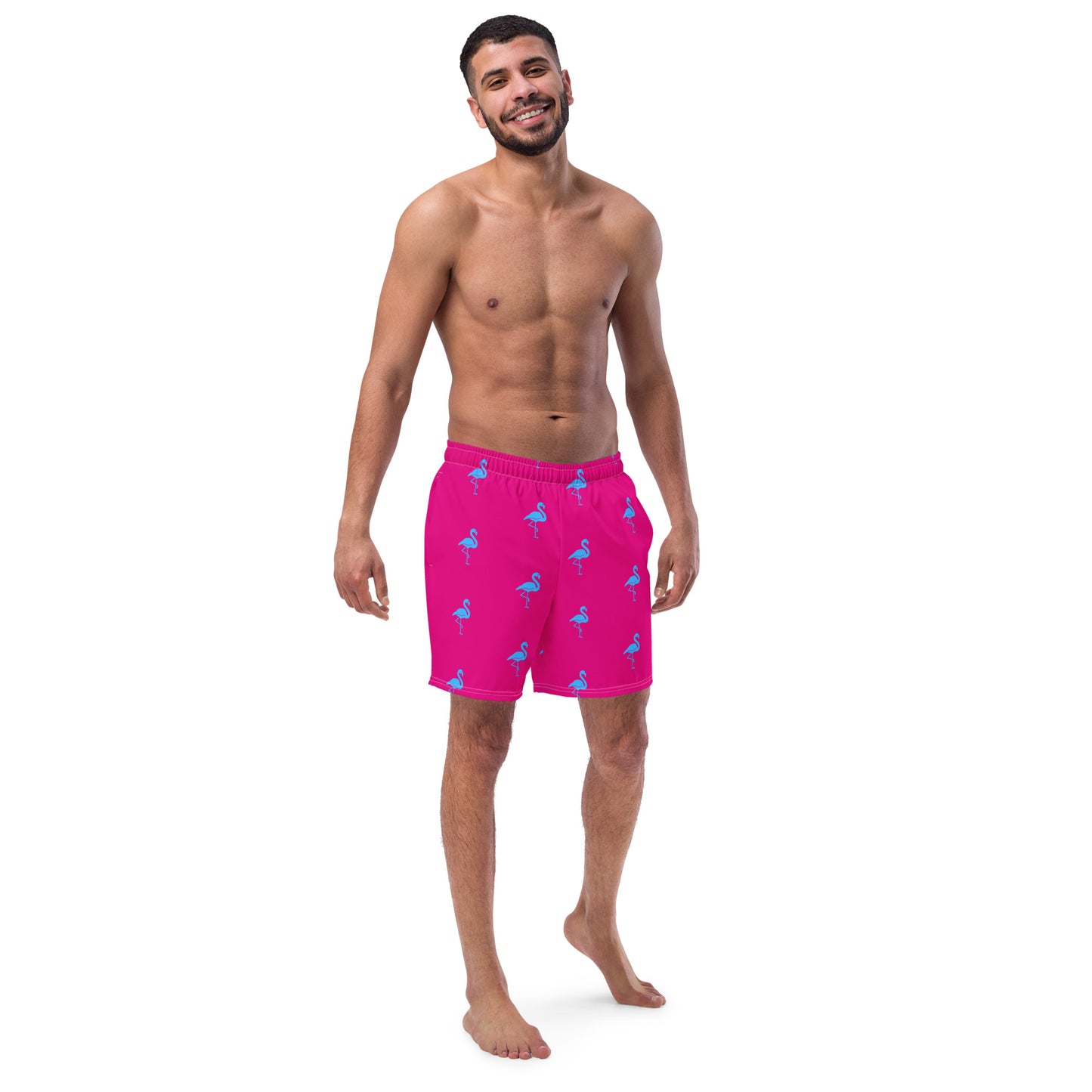 Mens Flamingo Swim Trunks - Hot Pink