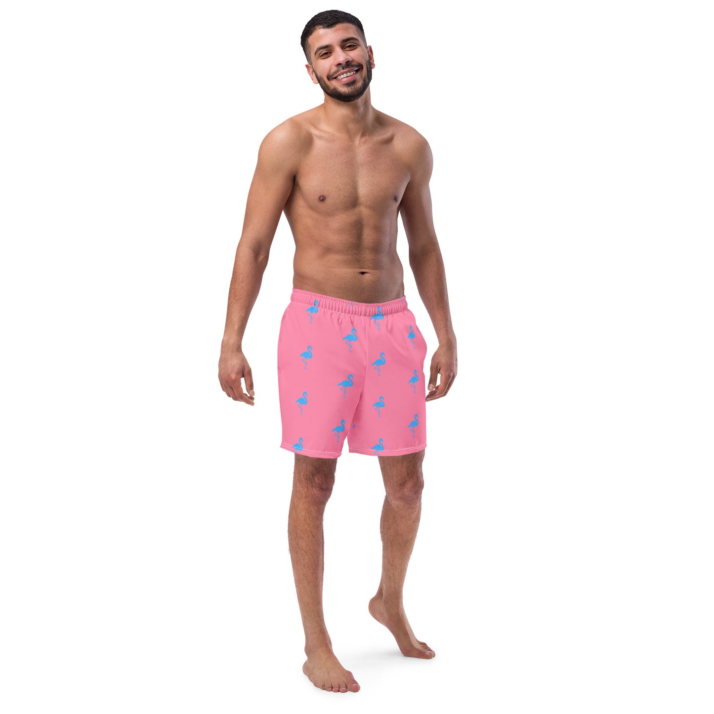 Mens Flamingo Swim Trunks - Light Pink