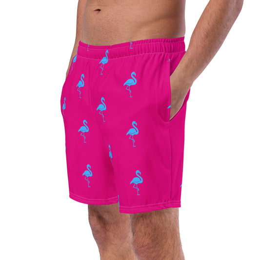 Mens Flamingo Swim Trunks - Hot Pink
