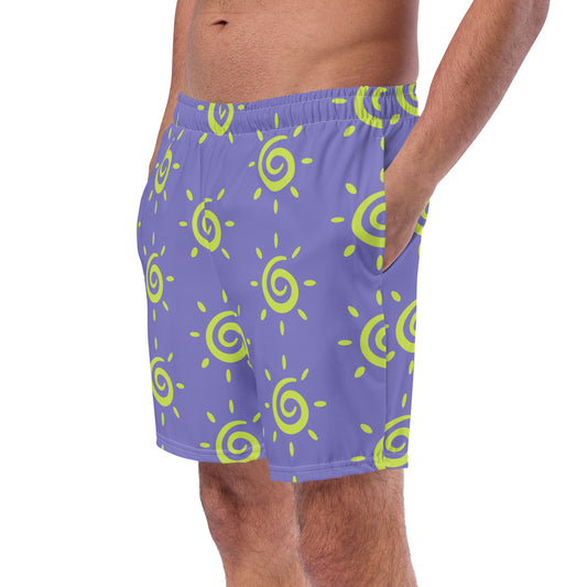Mens Sun Pattern Swim Trunks - Lavender Blue