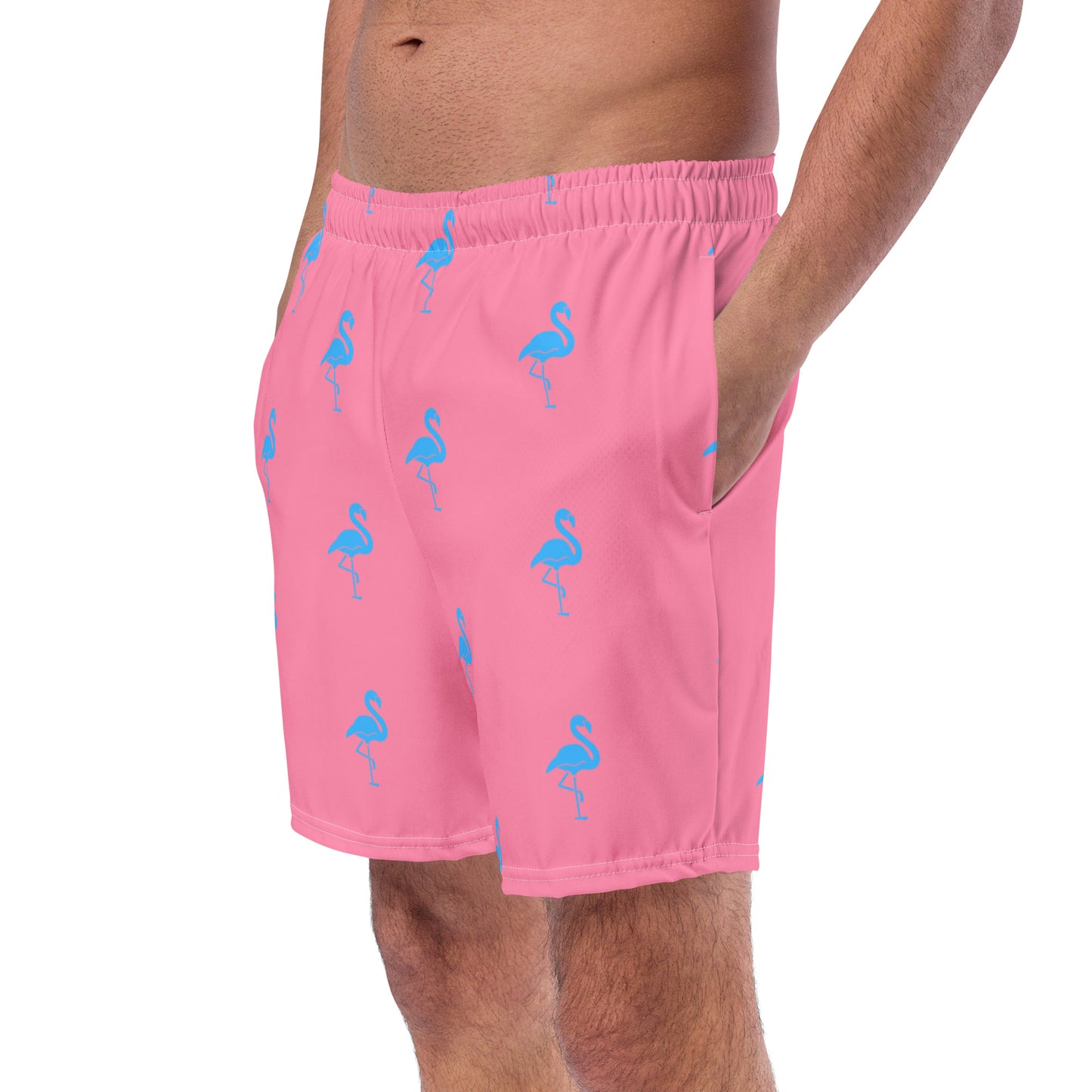 Mens Flamingo Swim Trunks - Light Pink
