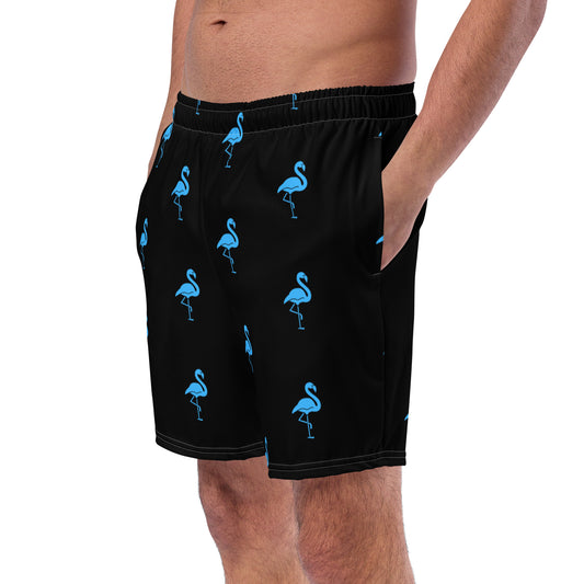 Mens Flamingo Swim Trunks - Black