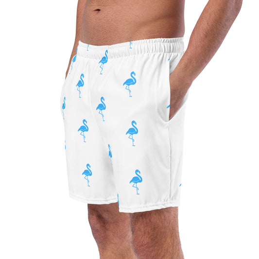Mens Flamingo Swim Trunks - White