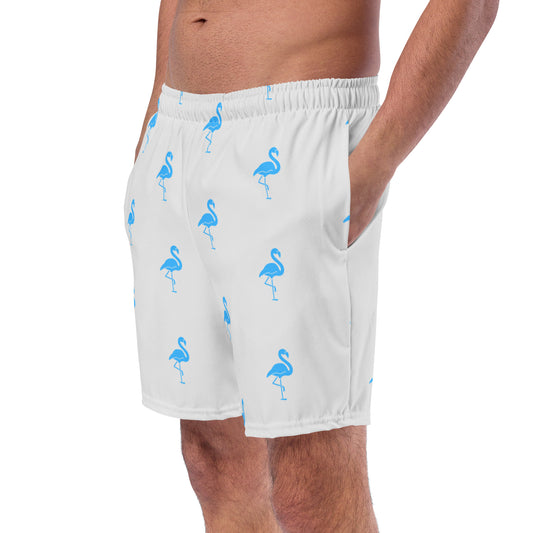 Mens Flamingo Swim Trunks - Light Grey