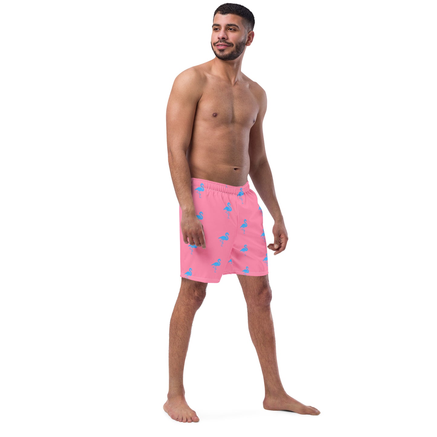 Mens Flamingo Swim Trunks - Light Pink